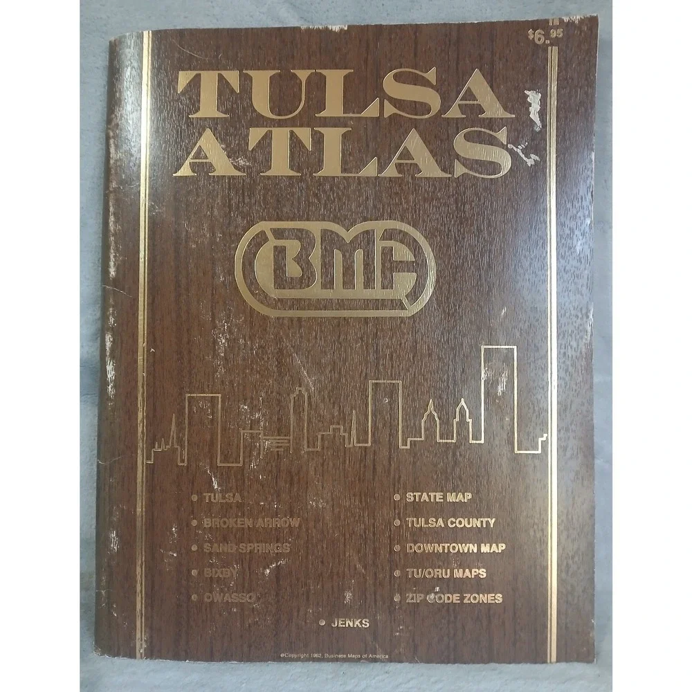 Vintage 1982 Tulsa Atlas BMA Business Maps‎ of America Oklahoma Spiral Bound